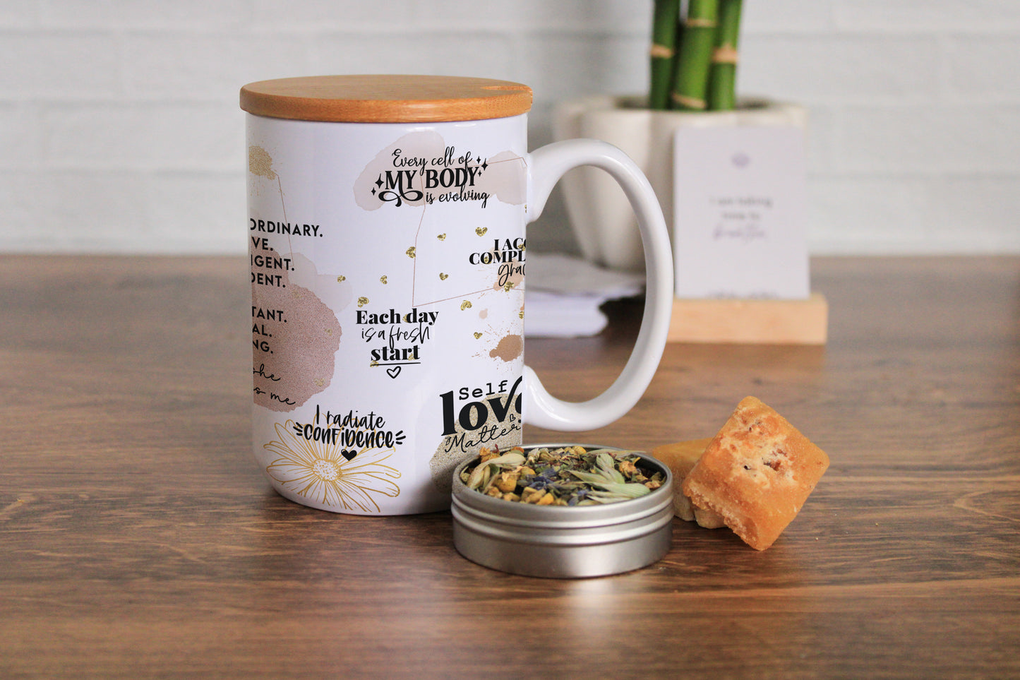 Daily Affirmation Mug Gift Set with Stress Relief Tea