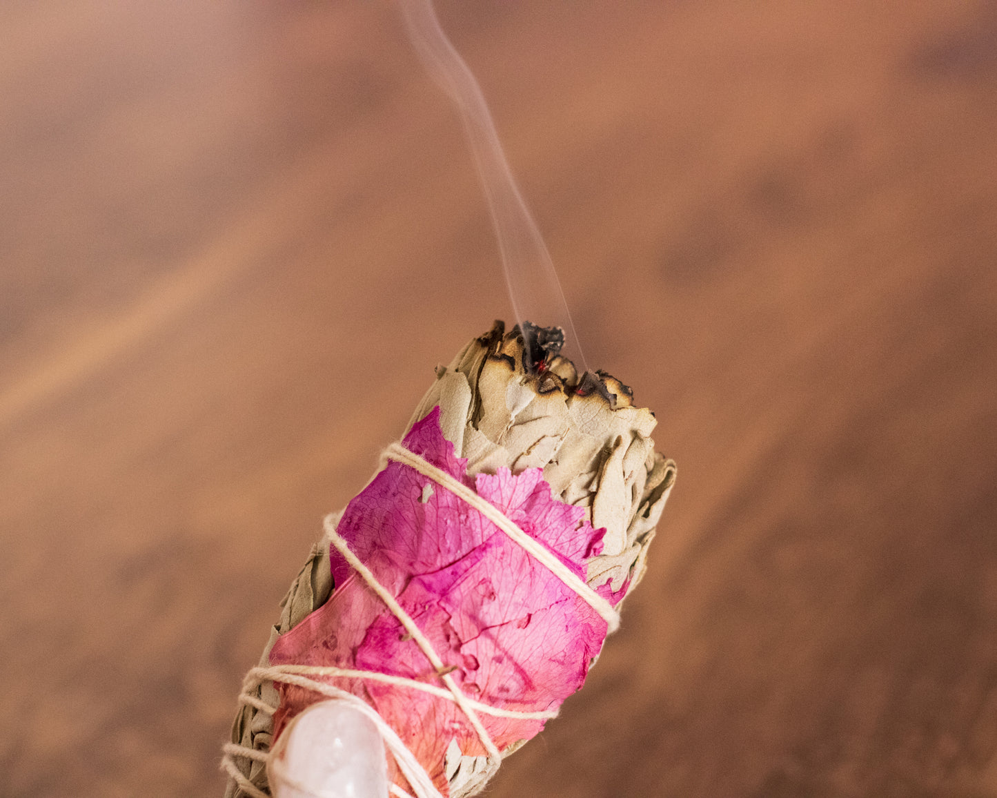 Sage Torch Smudge Sticks with Lavender Rose Quartz Amethyst