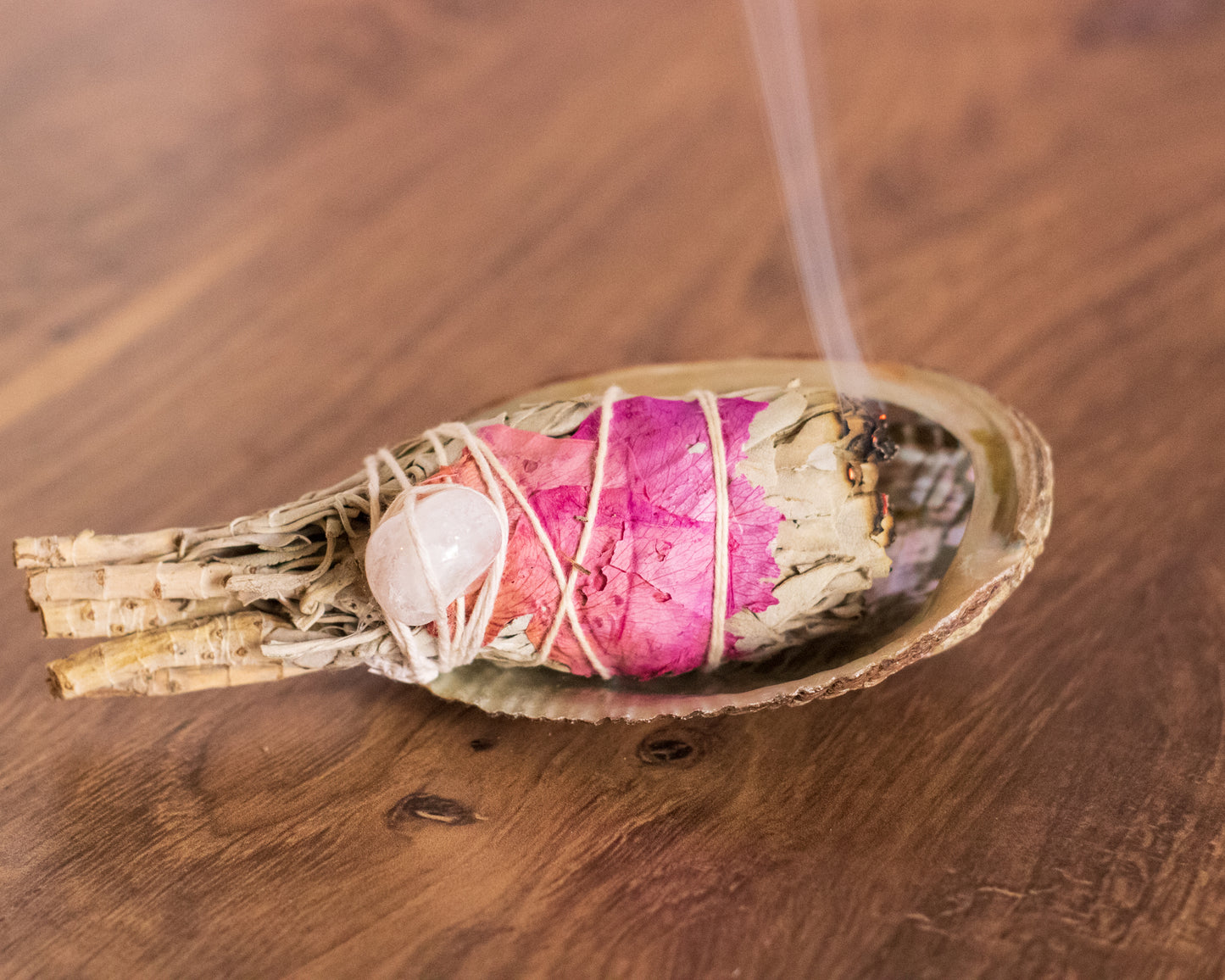 Sage Torch Smudge Sticks with Lavender Rose Quartz Amethyst