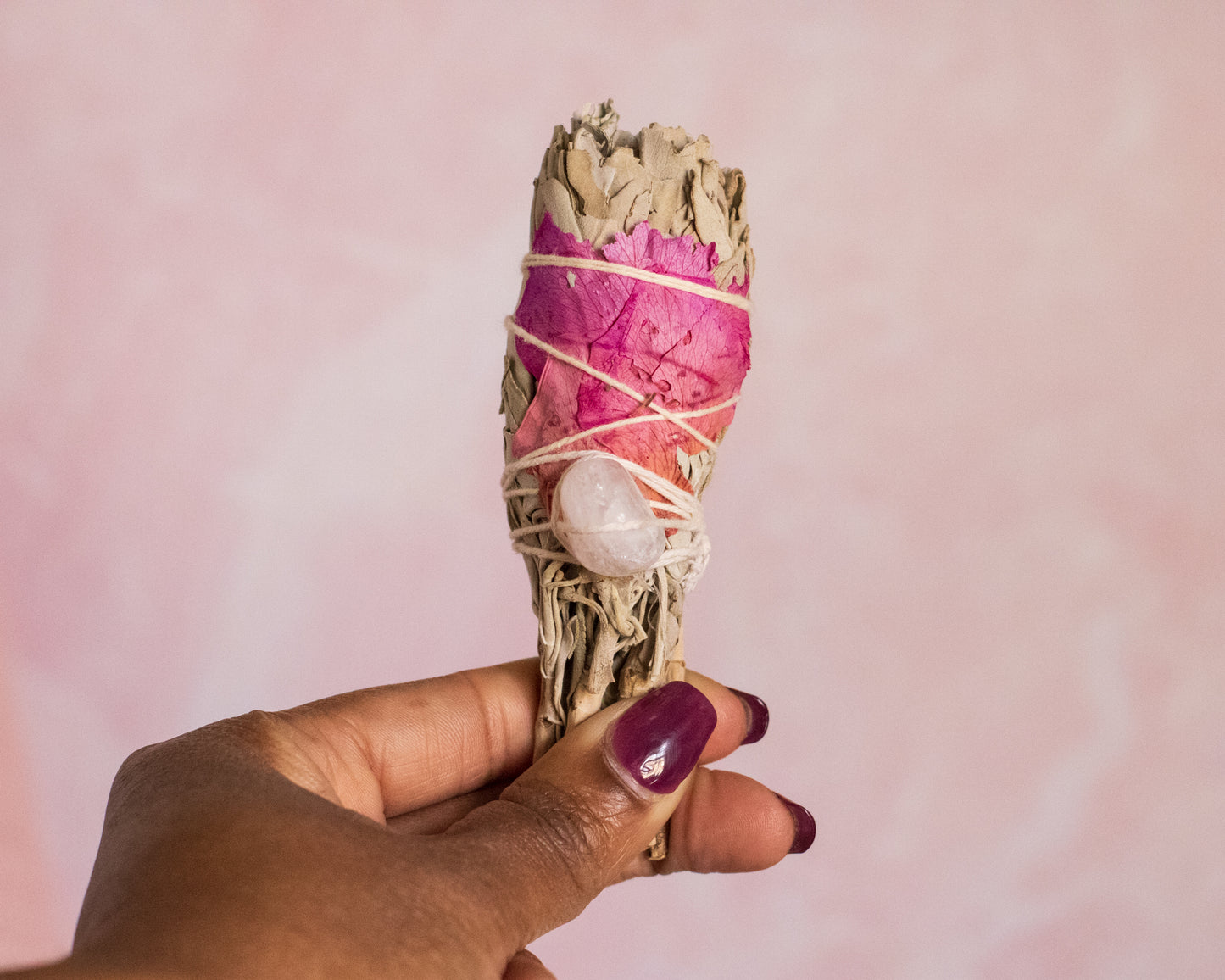 Sage Torch Smudge Sticks with Lavender Rose Quartz Amethyst